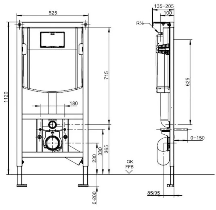 Cadru wc suspendat cu rezervor wc incastrat Villeroy  Boch, ViConnect