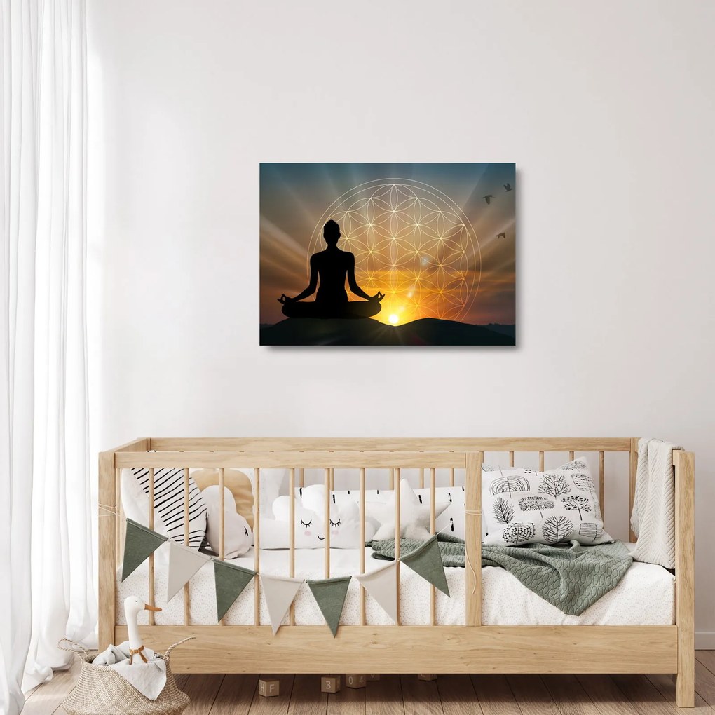 Tablou pe sticlă cu meditație (70x50 cm)