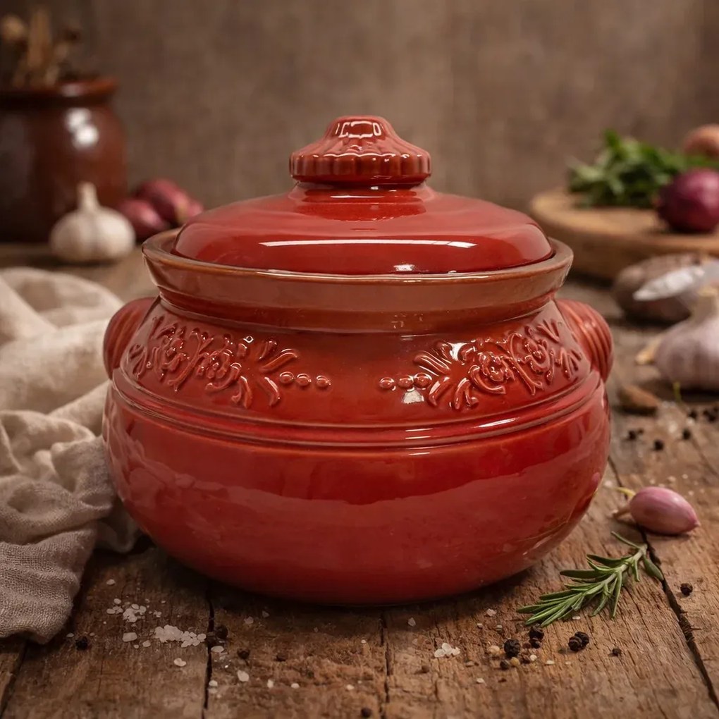 Oala din Lut Glazurata pentru Sarmale si Friptura ,   6 Litri