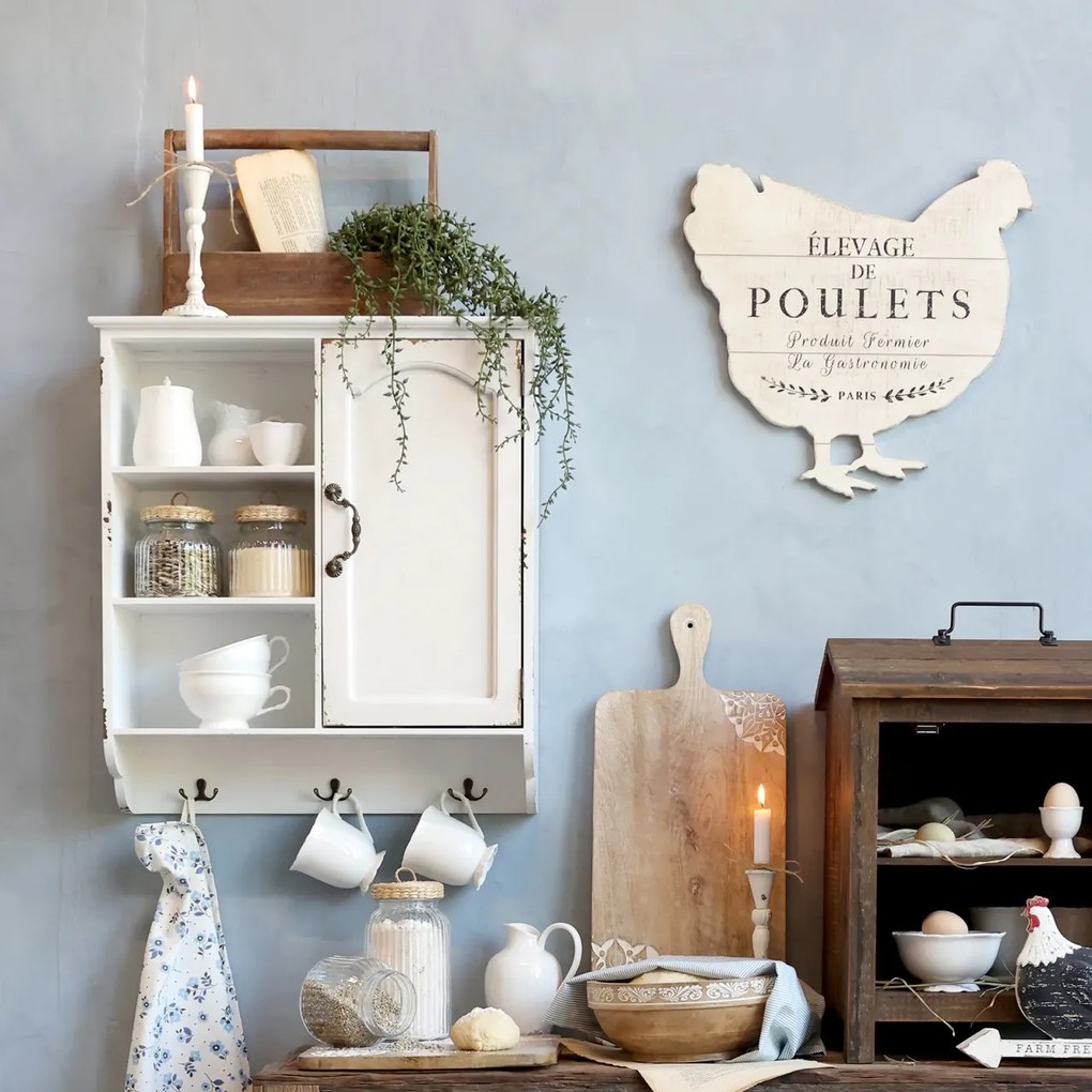 Etajera de perete shabby chic, din lemn reciclat si metal