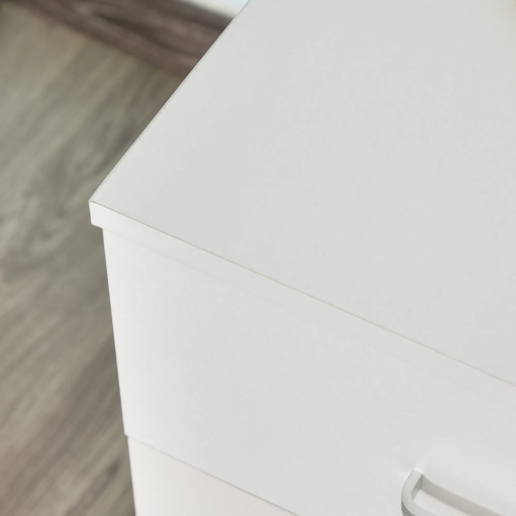 Vinsetto Dulap cu sertare, cu 2 Sertare și 5 Roti, Fiset Birou cu Încuietoare, Design Modern, Alb| Aosom Romania