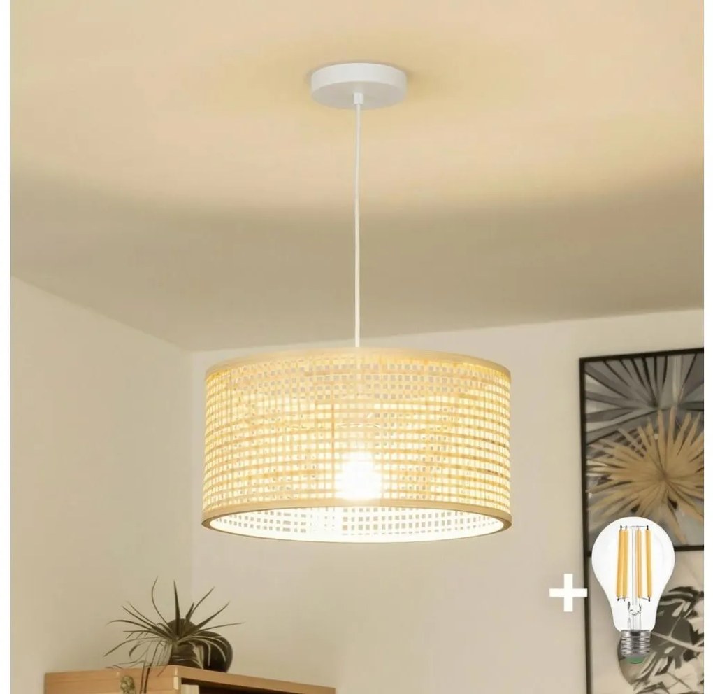 Brilagi - Lustră LED suspendată pe cablu CERIA BOHO 1xE27/40W/230V, diametru 40 cm, bambus