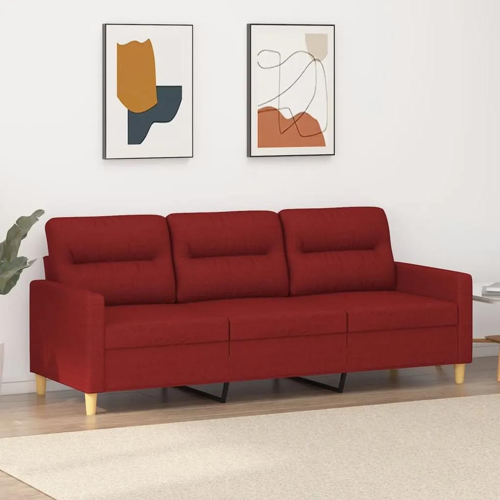 Canapea cu 3 locuri, rosu vin, 180 cm, material textil Bordo, 198 x 77 x 80 cm