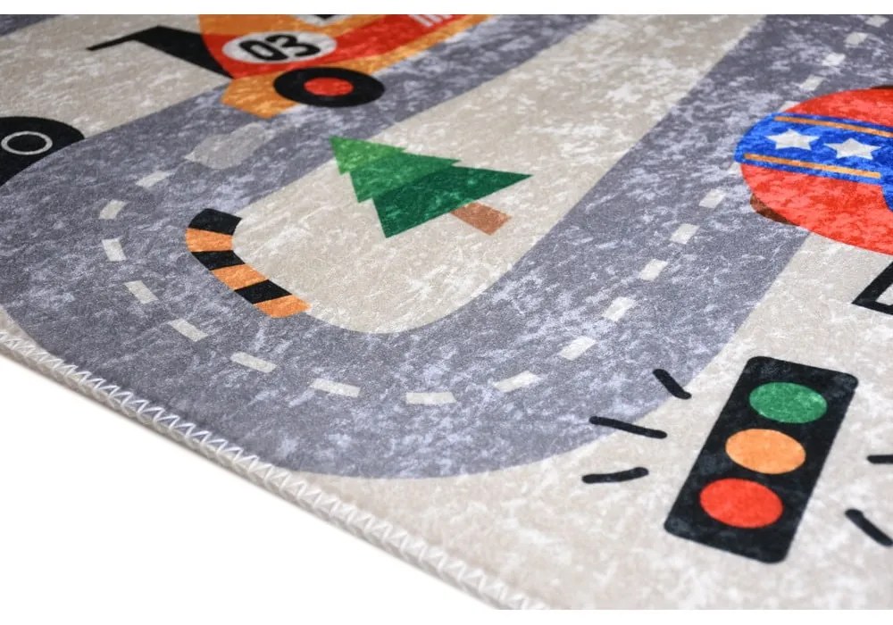 Covor de joacă pentru copii fildeș lavabil 80x120 cm Race Time – Vitaus