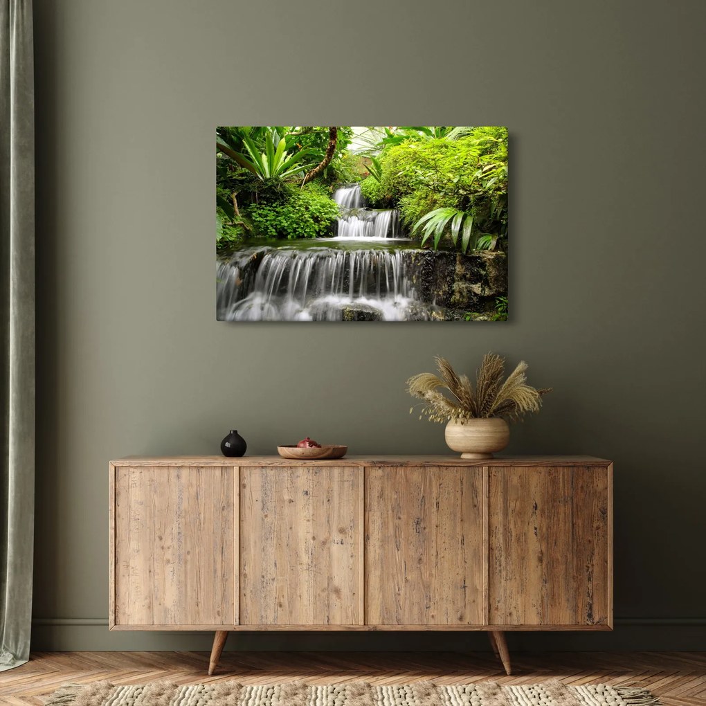 Tablou - Cascadă în pădurea tropicală (90x60 cm)