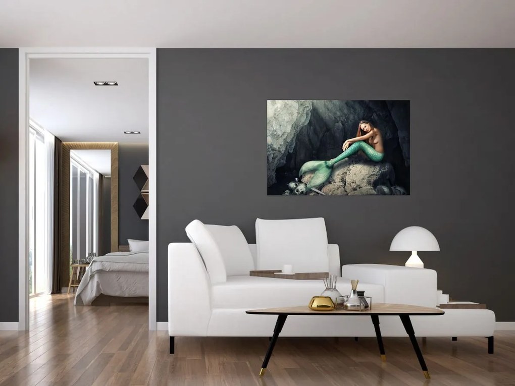 Tablou - Sirena pe stâncă (90x60 cm)