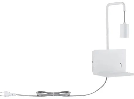 Paulmann 79812 - Lampă de perete CALVANI cu poliță și port USB, 1xE27/40W, 230V, albă
