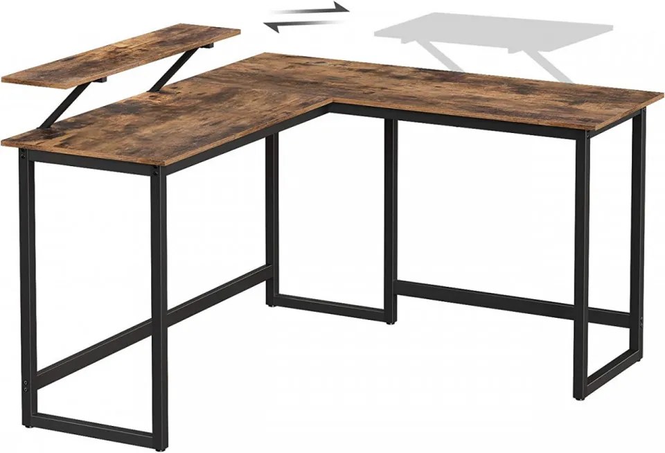 Birou de Studiu in Forma L, PAL Melaminat, Maro / Negru, Vasagle, LWD56X