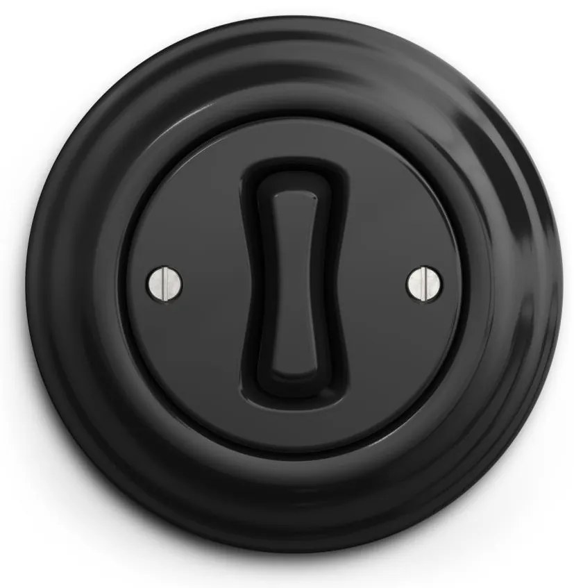 Kliklap - Întrerupător retro unipolar cu ramă nr. 1, negru