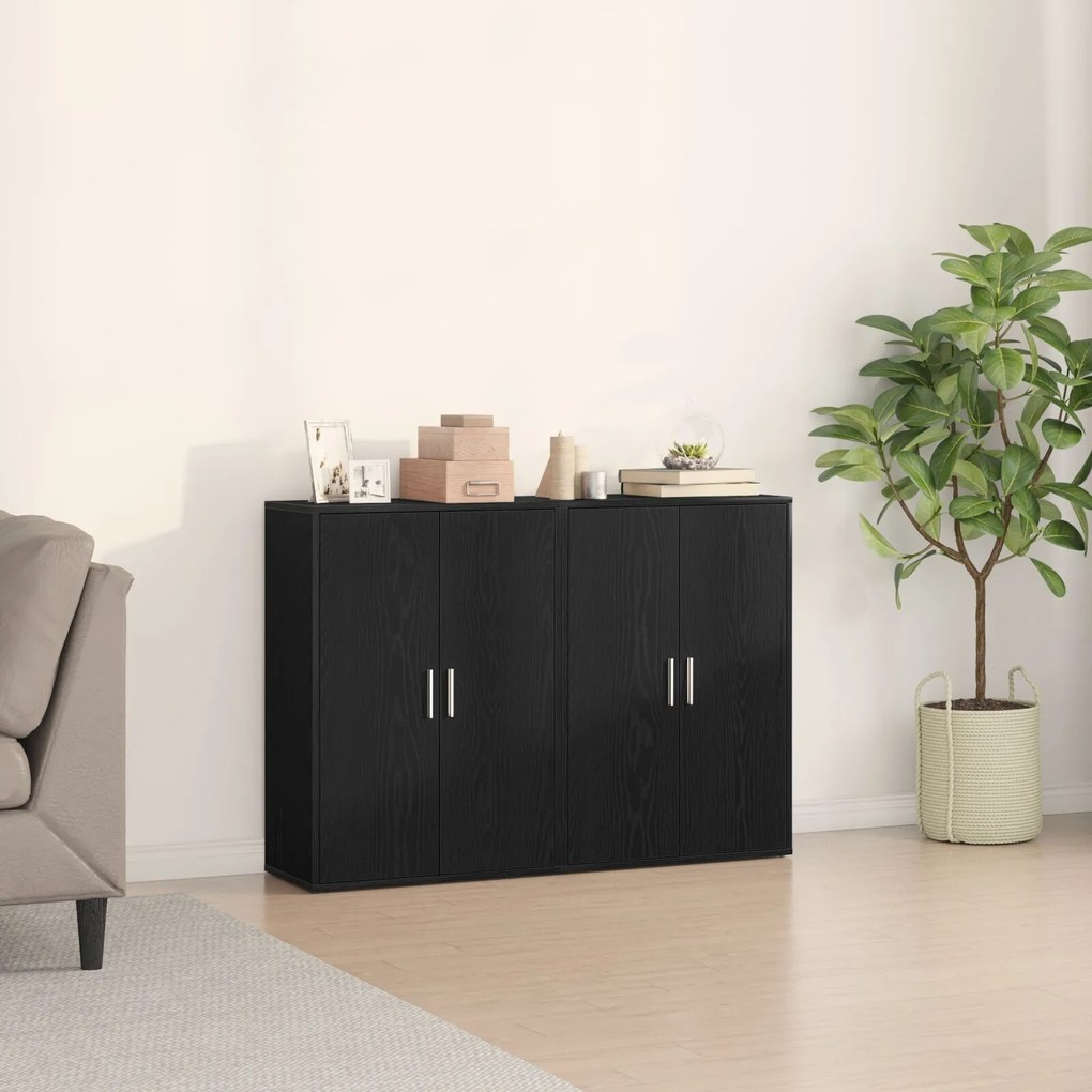 vidaXL Set 2 comode stejar negru 60x31x84 cm din lemn îngineresc.