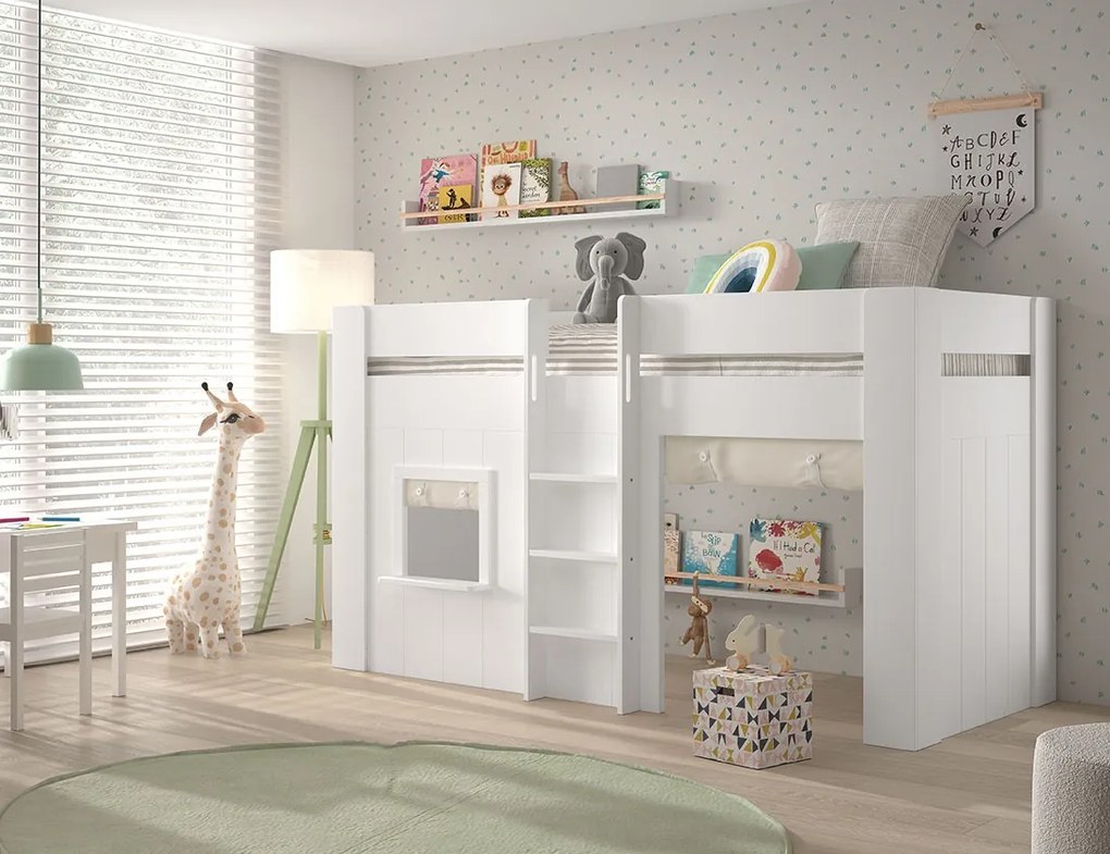 Set RENO format dintr-o canapea extensibilă (90 x 200 cm) cu perdele asortate.