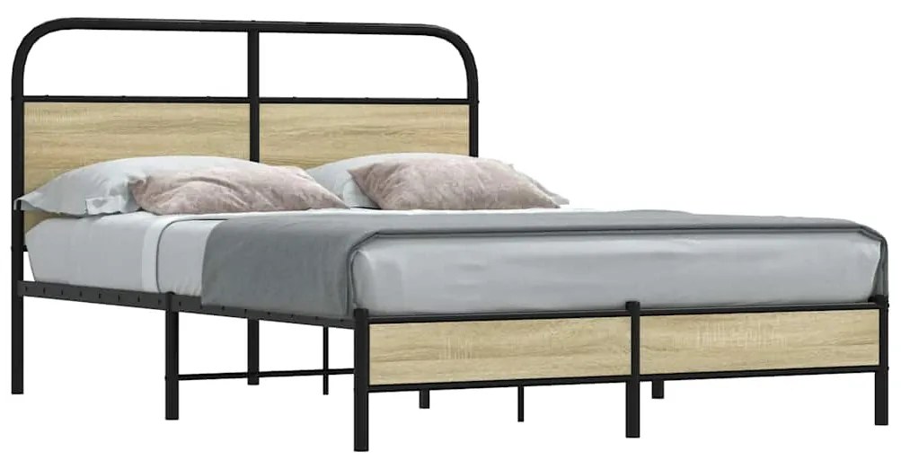 vidaXL Cadru de pat fără saltea 120x200 cm Lemn derivat stejar Sonoma