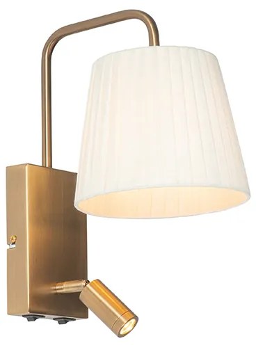Aplică modernă albă și bronz cu lampă de citit - Renier