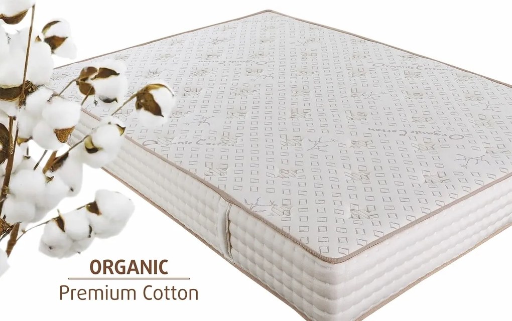 Saltea Premium Organic Cotton Pocket Memory 7 Zone de Confort 90x200 cm, H 26 cm