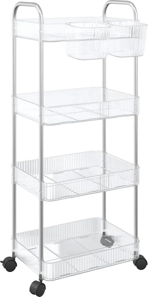 vidaXL Cărucior de depozitare cu 4 niveluri, transparent acrilic