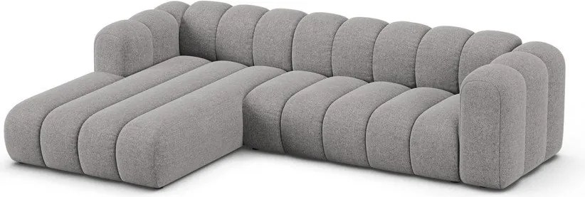 Colțar gri cu tapițerie din chenille (cu colț pe partea stângă/cu șezlong) Lupine – Micadoni