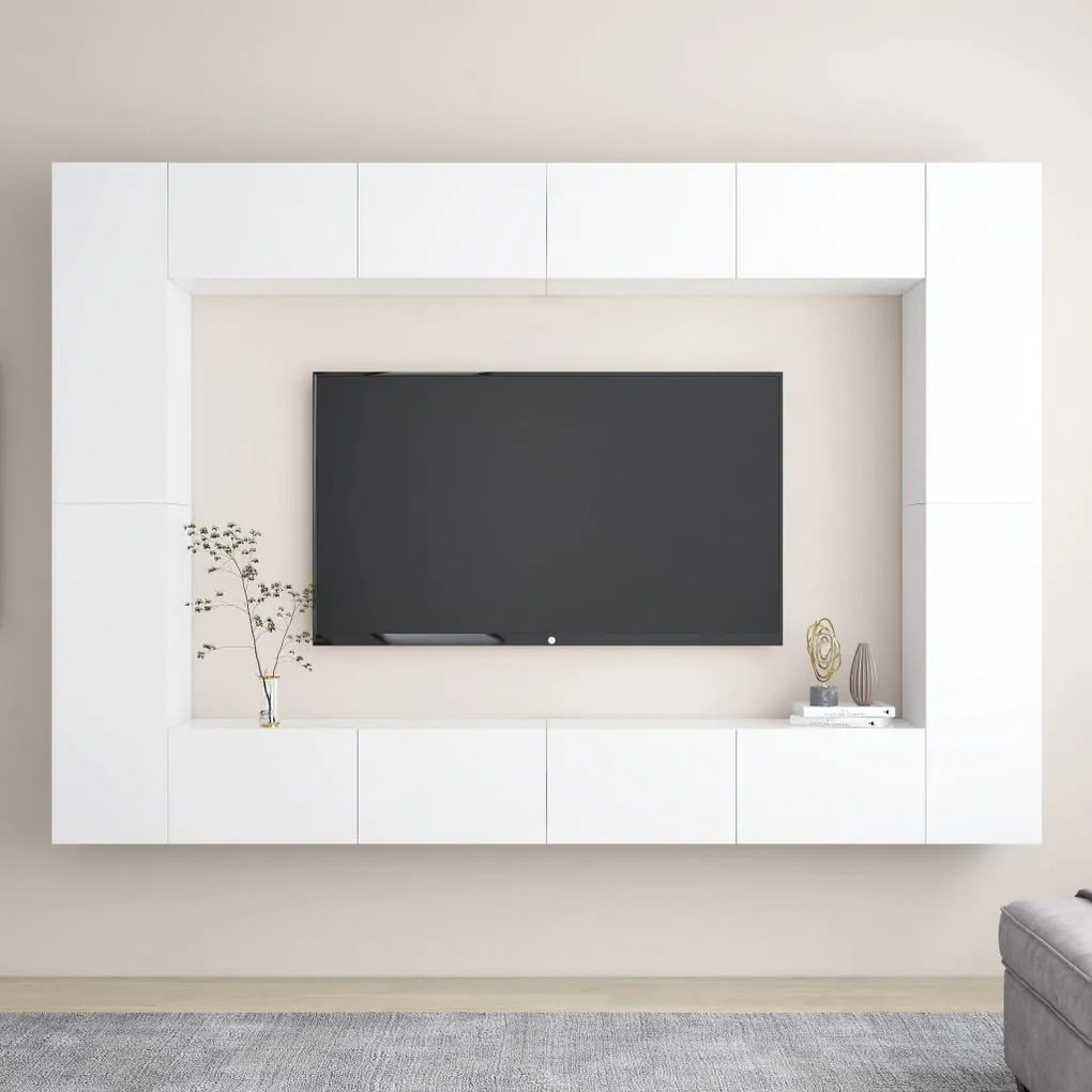 vidaXL Set dulapuri TV, 6 piese, alb, lemn prelucrat
