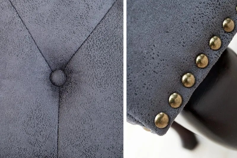 Taburet/ Suport picioare clasic stil englezesc Chesterfield gri antic