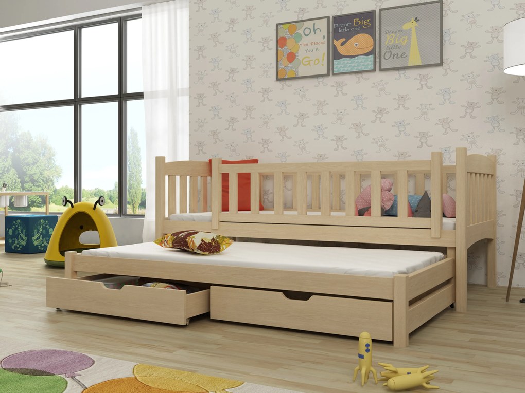 Pat pentru copii 90 x 200 cm Amalia (cu somieră și sp. depozitare) (Pin). 1013108