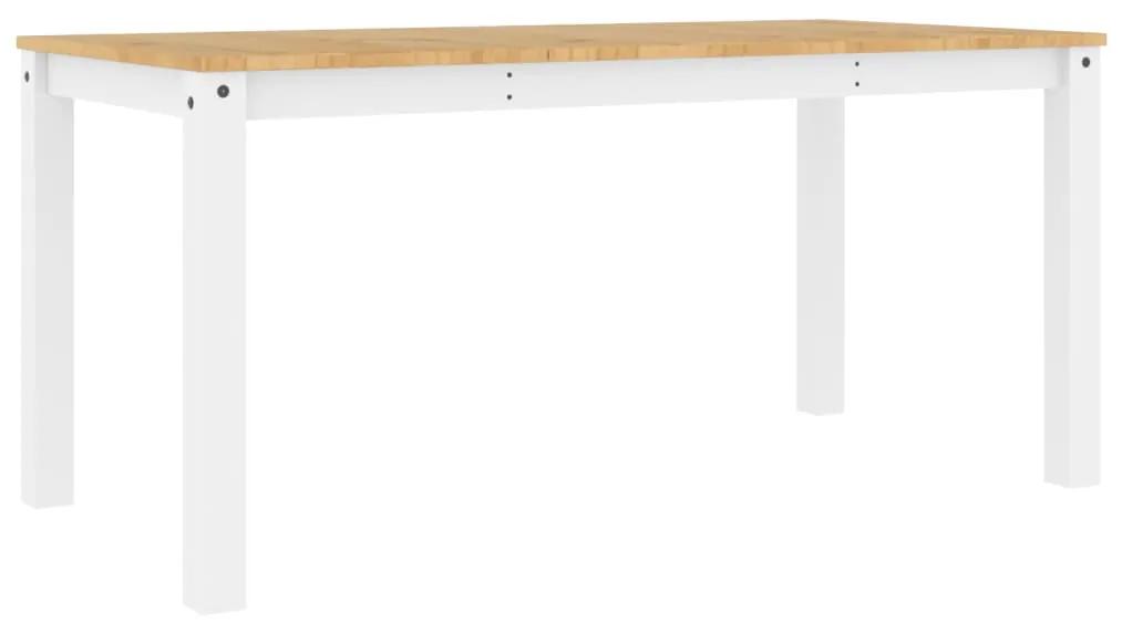 4005707 vidaXL Masă de sufragerie „Panama”, alb, 160x80x75 cm, lemn masiv pin