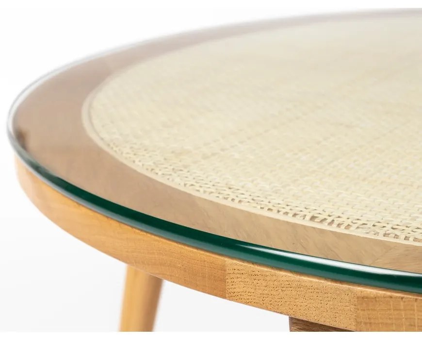 Măsuță de cafea în culoare naturală rotundă din sticlă ø 70 cm Haru – White Label