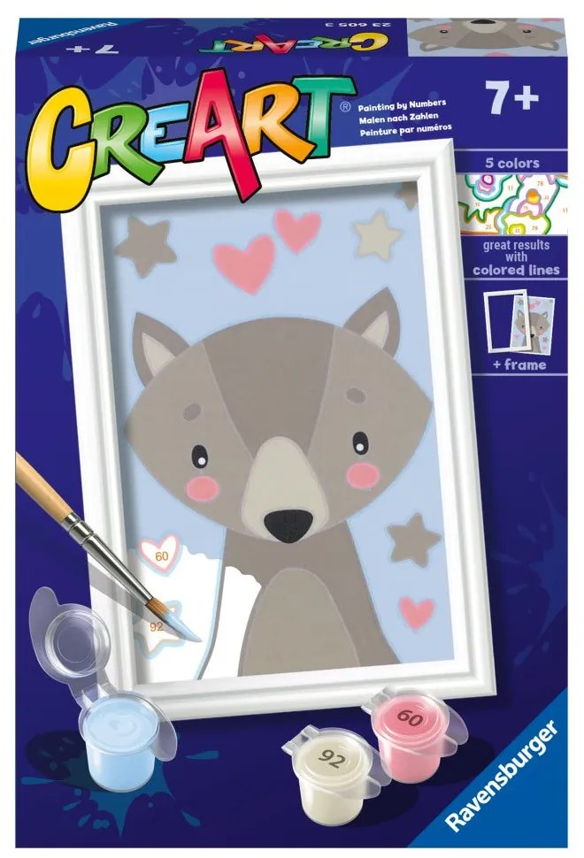 CREART PICTURA PE NUMERE PENTRU COPII LUP DRAGUT - RAVENSBURGER (RVSPBN23605)