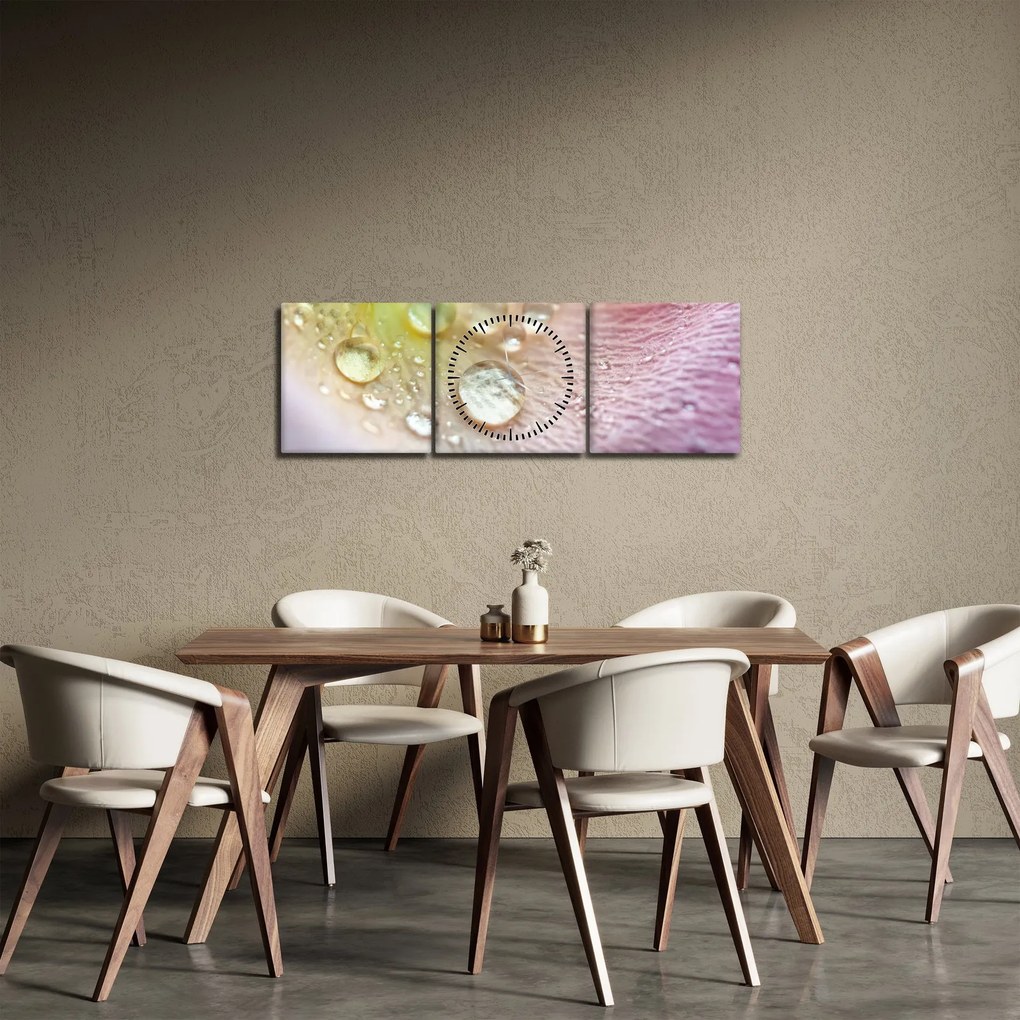 Tablou - Picături de rouă (cu ceas) (90x30 cm)