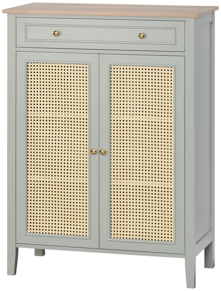 HOMCOM Dulap pentru pantofi mobilier de depozitare pentru pantofi mobilier pentru intrare cu 2 uși efect de răchită sertar 80 x 40 x 110 cm | Aosom Romania