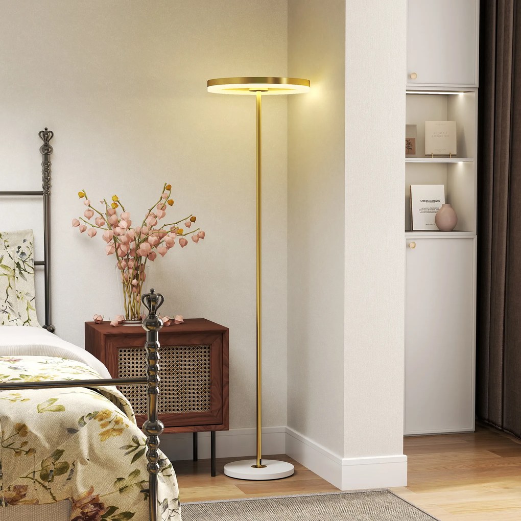 HOMCOM Lampă Pardoseală 3 Trepte Reglabilă, Auriu | Aosom Romania