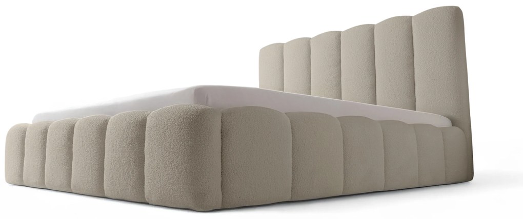 Pat tapițat Aura 160x200 cu spațiu depozitare - bouclé bej Quelle 05