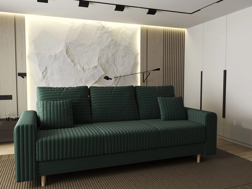 Canapea extensibilă dumonde cu ladă de depozitare si sezut confortabil din spuma high-density, Kronos Ambience Verde 210x100 cm