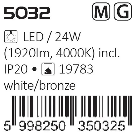 Lustra LED cu 3 pendule din metal finisaj bronz si alb AVIANA 5032 RX