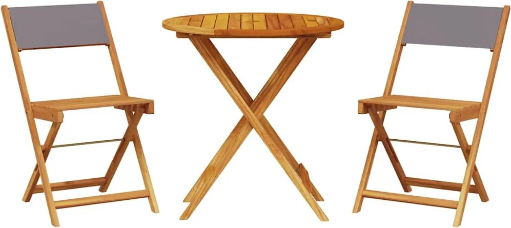 vidaXL Set mobilier bistro, 3 piese, textil antracit/lemn masiv