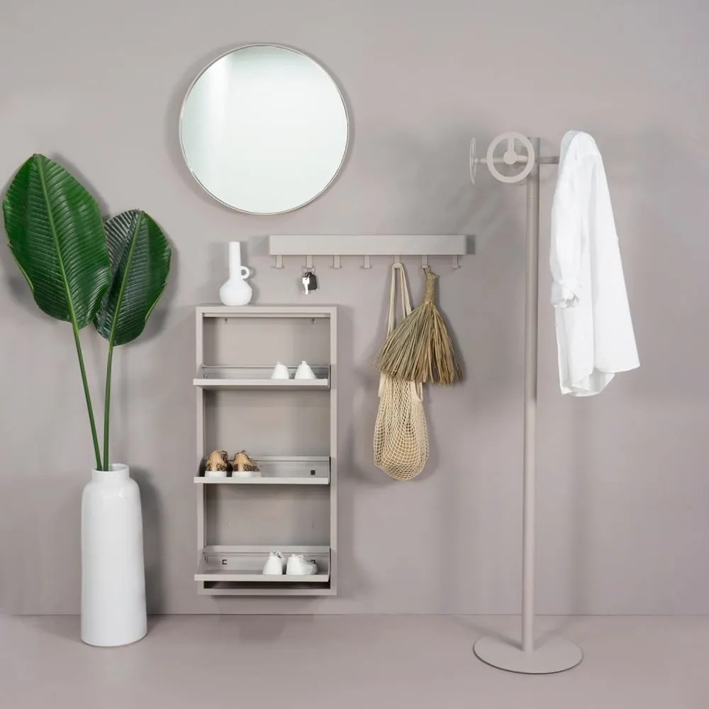 Pantofar taupe cu deschidere înclinată din metal 50x103x15 cm Billy – Spinder Design