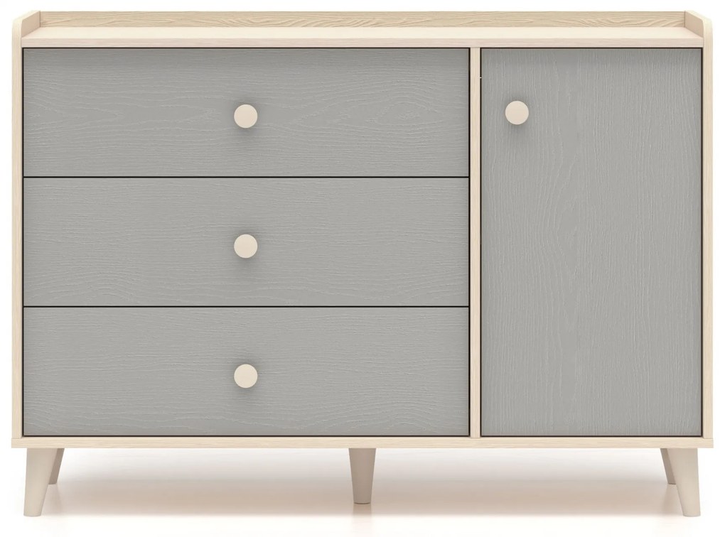 Comodă cu sertare Marla 120 cm - nisip deșert / palladium gri