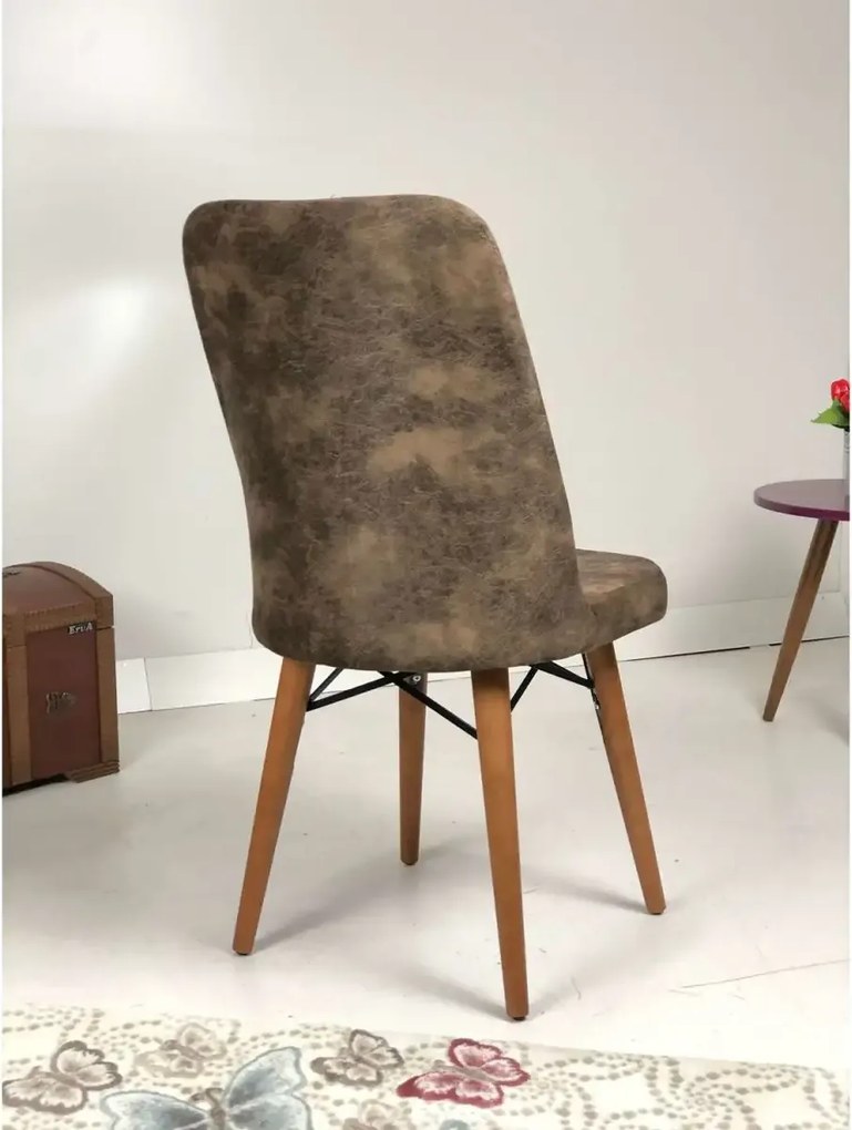 Set masa extensibila cu 4 scaune tapitate Homs cargold 250-30049 nuc-maro 170 x 80 cm