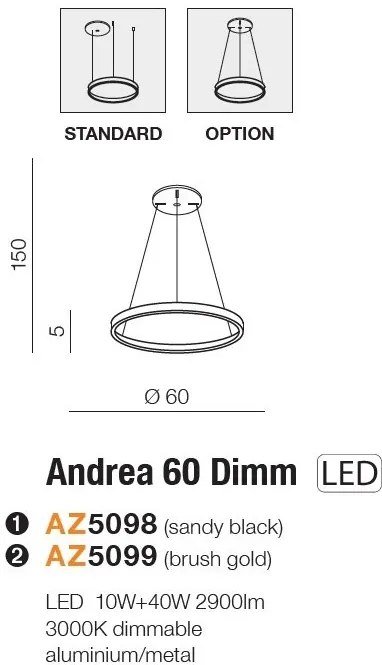 Lustra LED suspendata design modern ANDREA 60 3000K DIMM GO