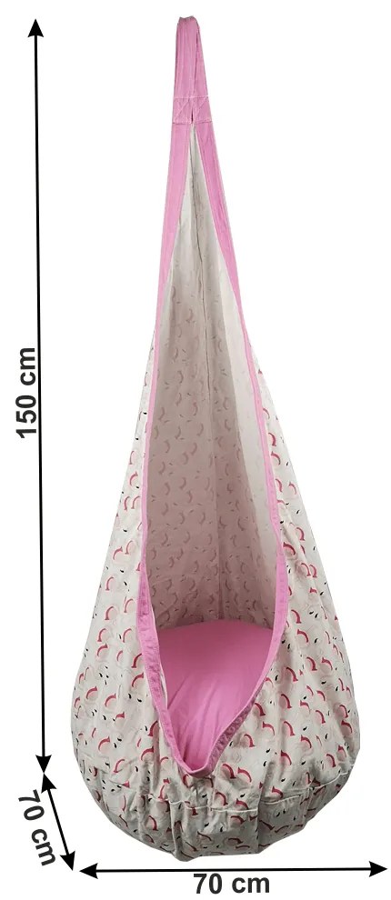 Fotoliu balansoar suspendat, roz/model flamingo, SIESTA TYP 2