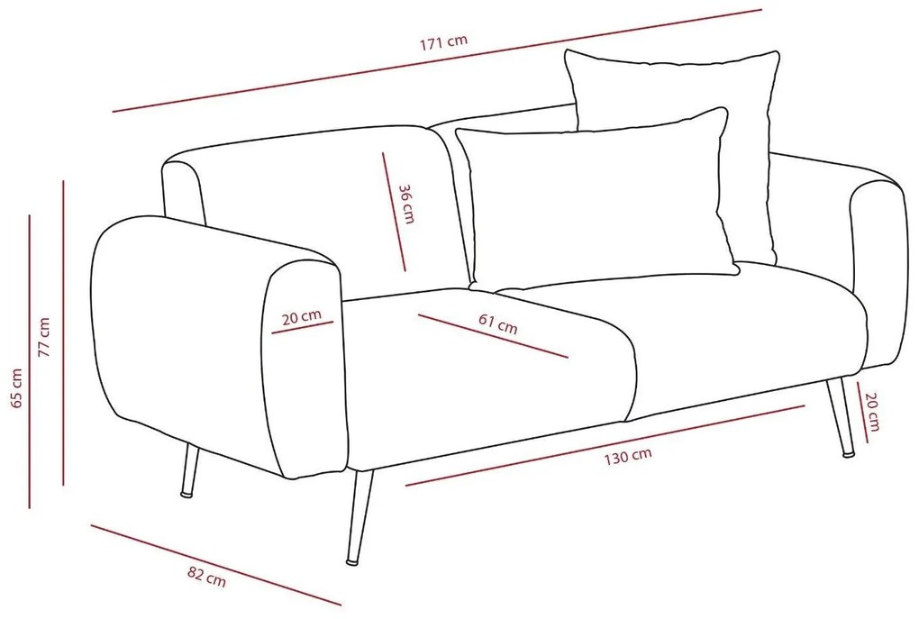 Canapea 2-locuri Slider (crem + negru). 1106658