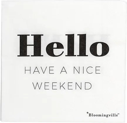 Servetele 20 servetele albe 33x33 cm "Hello have a nice..." Bloomingville