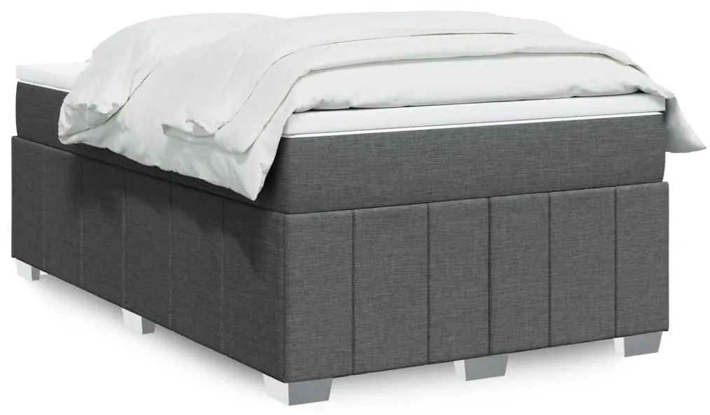vidaXL Pat box spring cu saltea, gri închis, 120x190 cm, textil