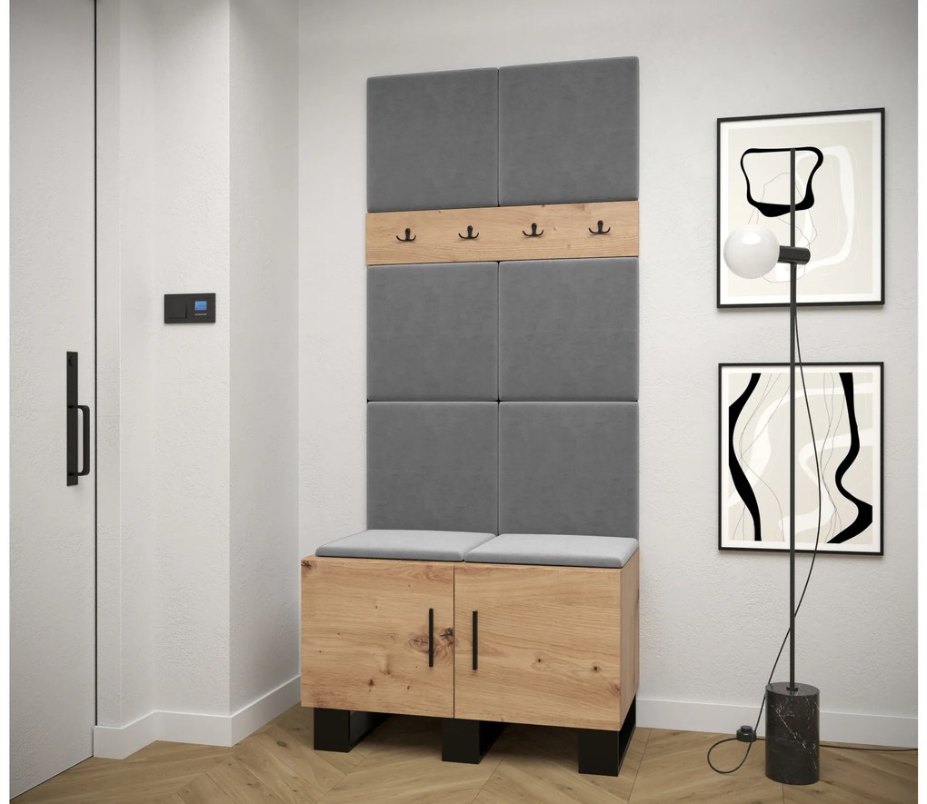 Set mobilier pentru hol Amanda 4 (Stejar artisan + gri închis). 1085887