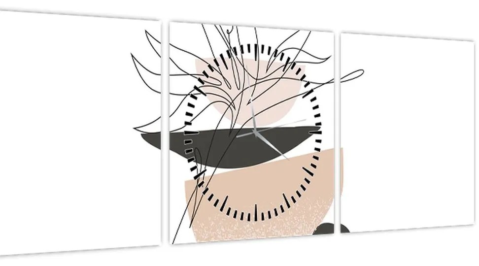 Tablou - Linie de artă flori N⁰1 (cu ceas) (90x30 cm)