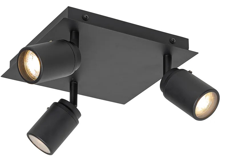 Spotlight inteligent pentru baie negru pătrat IP44 cu 3 GU10 Wifi - Ducha