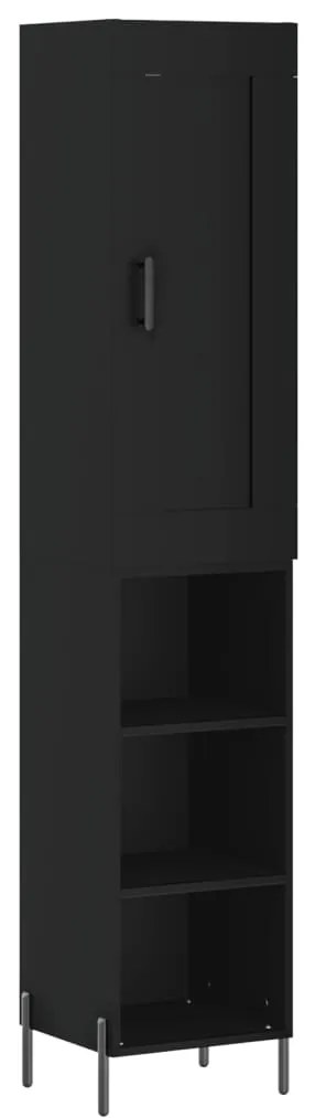 3200330 vidaXL Dulap înalt, negru, 34,5x34x180 cm, lemn prelucrat