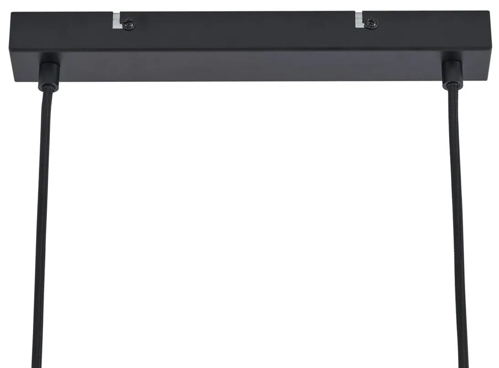 Lampă suspendată modernă neagră cu lemn și sticlă fumurie cu 4 lumini - Aleks