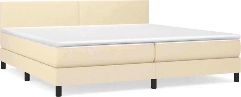 vidaXL Pat box spring cu saltea, crem, 200x200 cm, textil