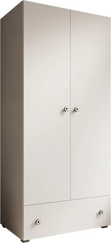 Dulap Emily hinged with a ball-shaped handle – 80x50x177 cm – Alb