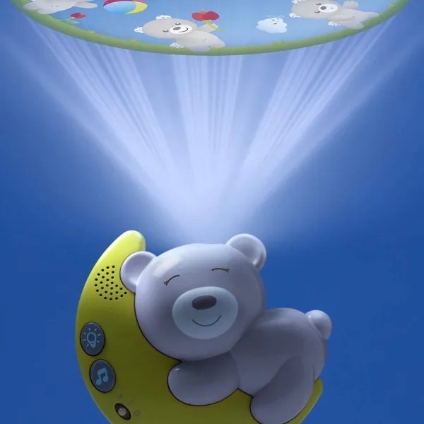 Chicco NEXT2MOON 3v1 proiector cu melodii, 3xAA, gri, pentru pătuț