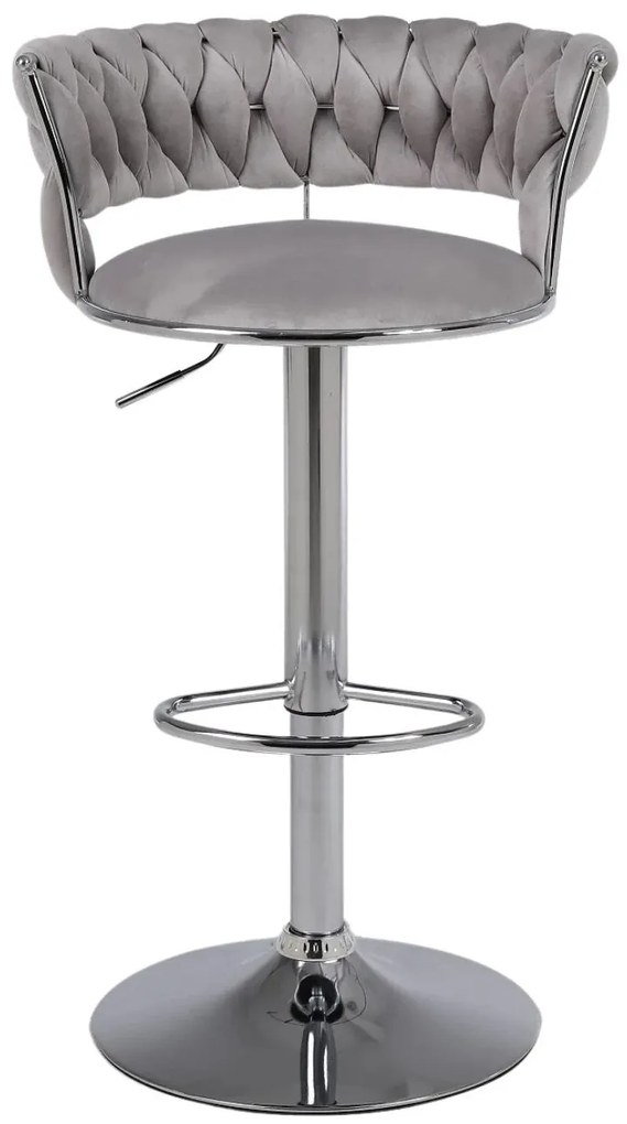RESIGILAT- Scaun bar, rotativ, înălțime reglabilă, Catifea, Gri
